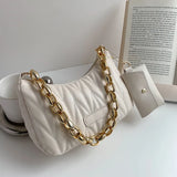 Embroidery Shoulder Bag Chain Women Bags Pu Leather Handbags Lady Underarm Bag