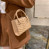 Embroidery Shoulder Bag Chain Strap Crossbody Bags For Women Solid PU Leather