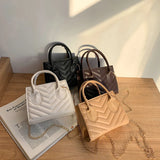Embroidery Shoulder Bag Chain Strap Crossbody Bags For Women Solid PU Leather