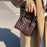 Embroidery Shoulder Bag Chain Strap Crossbody Bags For Women Solid PU Leather