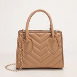 Embroidery Shoulder Bag Chain Strap Crossbody Bags For Women Solid PU Leather