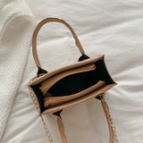 Embroidery Shoulder Bag Chain Strap Crossbody Bags For Women Solid PU Leather