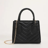 Embroidery Shoulder Bag Chain Strap Crossbody Bags For Women Solid PU Leather
