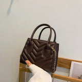Embroidery Shoulder Bag Chain Strap Crossbody Bags For Women Solid PU Leather