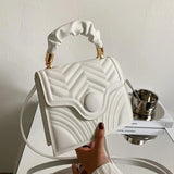 Solid Crossbody Bags Embroidery Shoulder Bag for Women