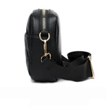 Embroidery Thread Shoulder Bag PU Leather Crossbody Small Square Bag 2pcs Combo