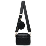 Embroidery Thread Shoulder Bag PU Leather Crossbody Small Square Bag 2pcs Combo