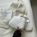 Embroidery Thread Shoulder Bag PU Leather Crossbody Small Square Bag 2pcs Combo