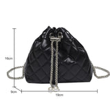 Embroidered Shoulder Bag Chain Bucket Clutch Purse