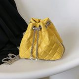 Embroidered Shoulder Bag Chain Bucket Clutch Purse