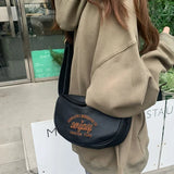 Embroidery Women's Letter Hobos Bag Pu Leather Ladie Shoulder Bags