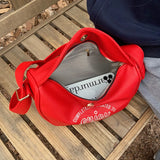 Embroidery Women's Letter Hobos Bag Pu Leather Ladie Shoulder Bags