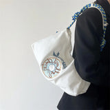 Embroidery Women Shoulder Bags Large Capacity Canvas Female Hobos Crossbody Bag