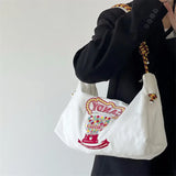 Embroidery Women Shoulder Bags Large Capacity Canvas Female Hobos Crossbody Bag