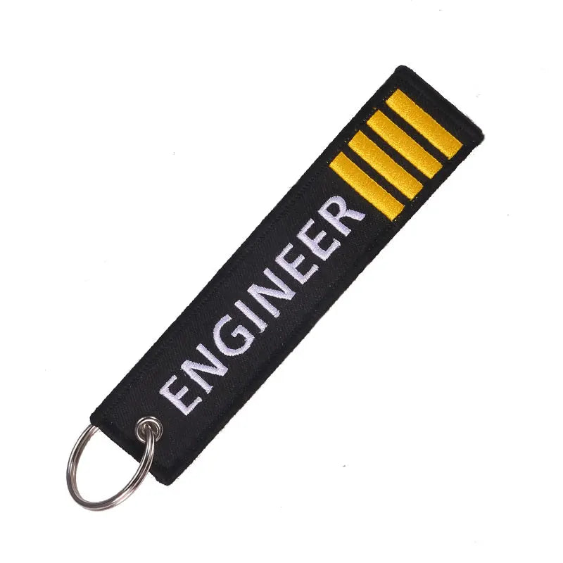Engineer Pilot Travel Tag Embroidery Luggage Safety Label Keyring