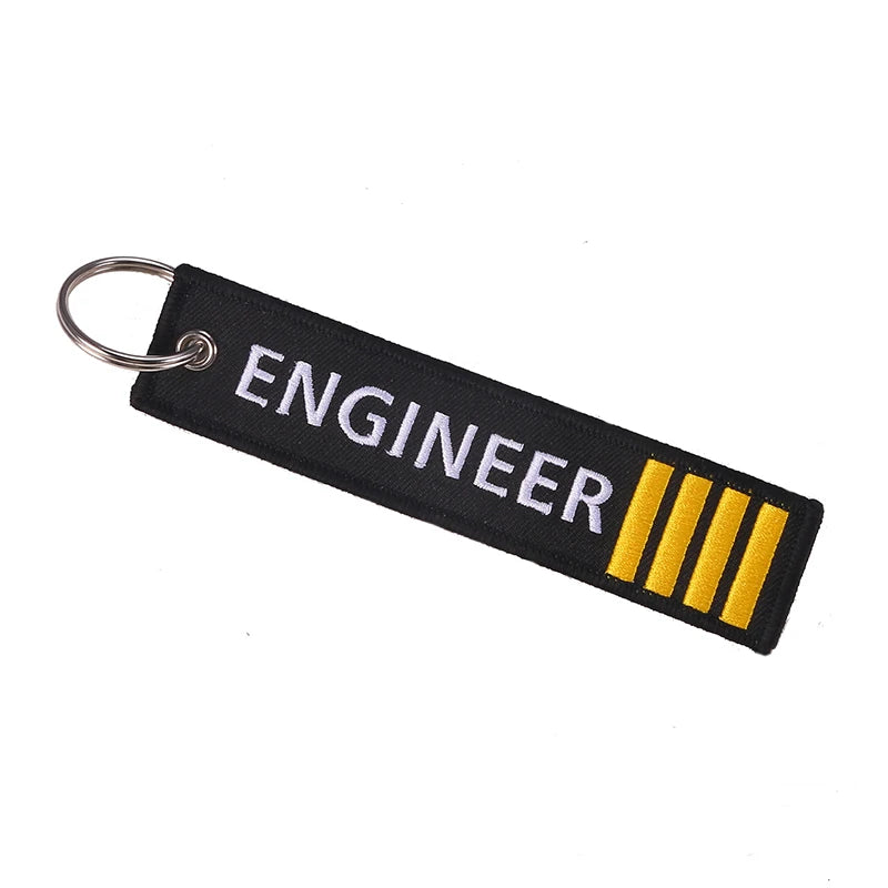 Engineer Pilot Travel Tag Embroidery Luggage Safety Label Keyring