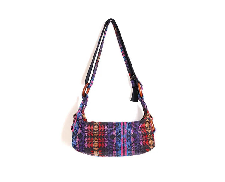 Ethnic Striped Handbag Women Unique Boho Sling Shoulder Crossbody Bag