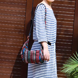 Ethnic Striped Handbag Women Unique Boho Sling Shoulder Crossbody Bag