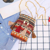Ethnic Style Shoulder Crossbody Bag Tassel Hand-Woven Bucket Purse