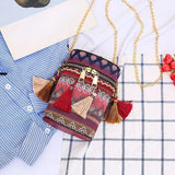 Ethnic Style Shoulder Crossbody Bag with Tassel