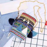Ethnic Style Shoulder Crossbody Bag Tassel Hand-Woven Bucket Purse