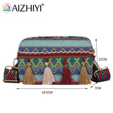 Ethnic Style Women PU Leather Stripes Printing Shoulder Crossbody Messenger Bag
