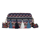 Ethnic Style Women PU Leather Stripes Printing Shoulder Crossbody Messenger Bag