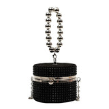 Silver Rivet Circular Clutch Bag Chain Messenger Diamond Shoulder Bag