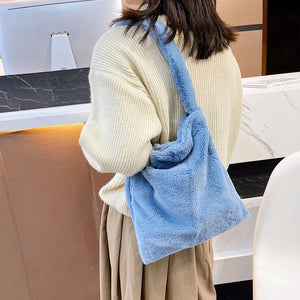 Plush Shoulder Shopping Bag Female Large Capacity Handbags