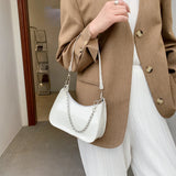 Retro Women Top-handle Totes Shoulder Bag Solid Chain Handbag