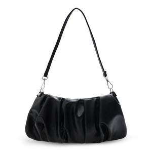 Solid Leather Cloud Underarm Handbags Female Pleated Shoulder Bags