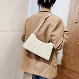 PU Leather Shoulder Bag Ladies Casual Zipper Solid Underarm Bags