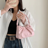 Retro Casual Pleated Clutch Shoulder Bag Chain Handbag for Women