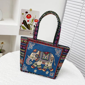 Embroidery Canvas Handbag Casual Women Tote Shoulder Bag