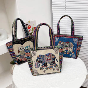 Embroidery Canvas Handbag Casual Women Tote Shoulder Bag