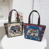 Embroidery Canvas Handbag Casual Women Tote Shoulder Bag