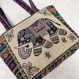 Embroidery Canvas Handbag Casual Women Tote Shoulder Bag