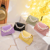 Casual Women Leather Chain Handbag Solid Color Tote Shoulder Bag