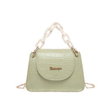 Casual Women Leather Chain Handbag Solid Color Tote Shoulder Bag