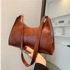 Retro Casual Women Totes Shoulder Bags Leather Solid Chain Handbags