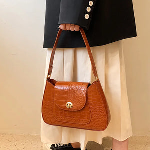 Retro Women Totes Shoulder Bag Crocodile Pattern Handbag