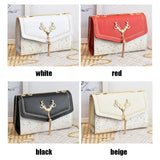 Retro Casual Women Totes Square Shoulder Bags Deer Head Chain Handbag