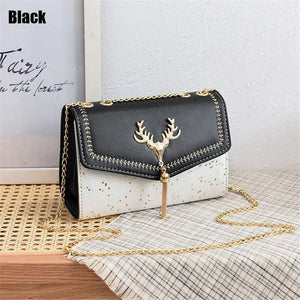 Retro Casual Women Totes Square Shoulder Bags Deer Head Chain Handbag