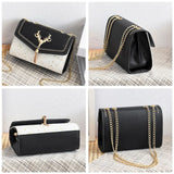 Retro Casual Women Totes Square Shoulder Bags Deer Head Chain Handbag