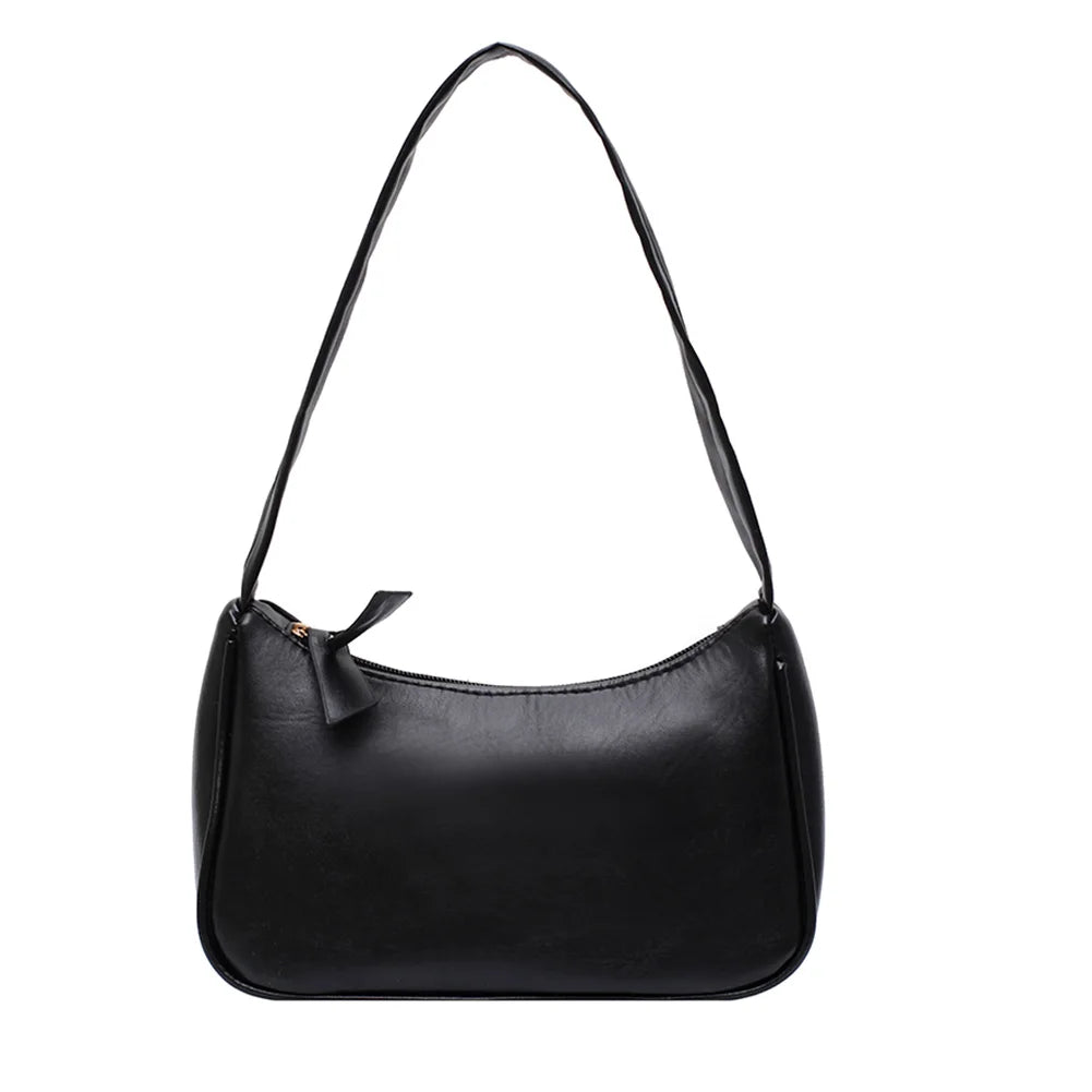 Soft PU Leather Women Handbags Solid Ladies Vintage Shoulder Bags