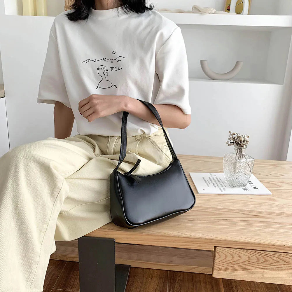 Soft PU Leather Women Handbags Solid Ladies Vintage Shoulder Bags