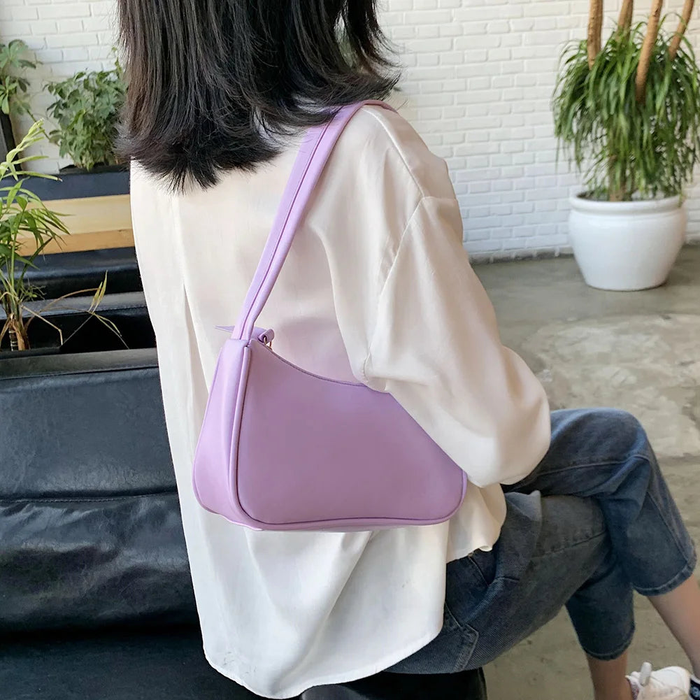 Soft PU Leather Women Handbags Solid Ladies Vintage Shoulder Bags