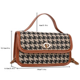 Women Shoulder Bag Houndstooth Print Woolen Crossbody Bag