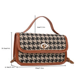 Women Shoulder Bag Houndstooth Print Woolen Crossbody Bag