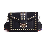 Rivet Patchwork Crossbody Bag Wide Strap Women's Handbag